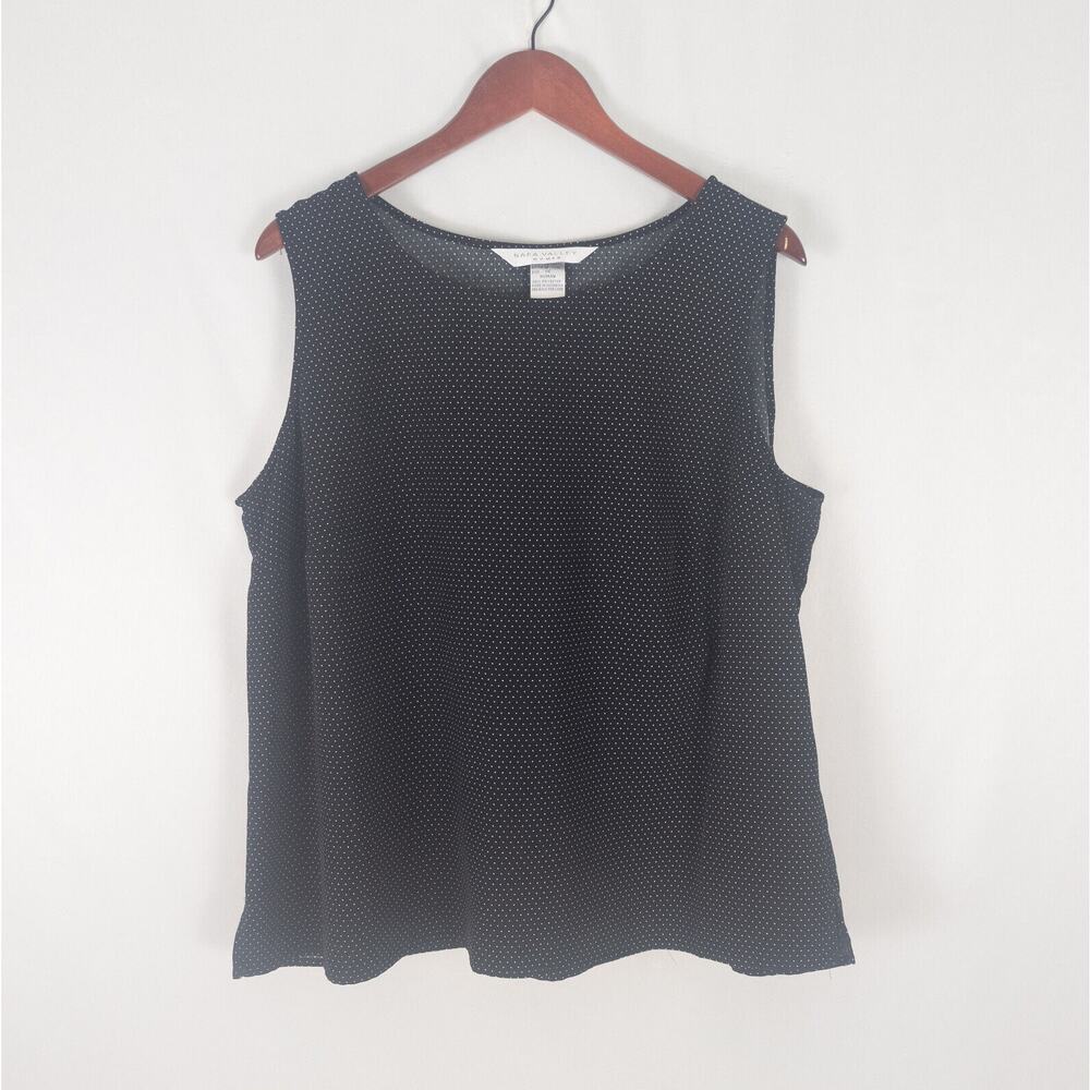 Nappa Valley Shirt Womens Plus 1X Black Top Polka Dot Sleeveless‎ Round Neck
